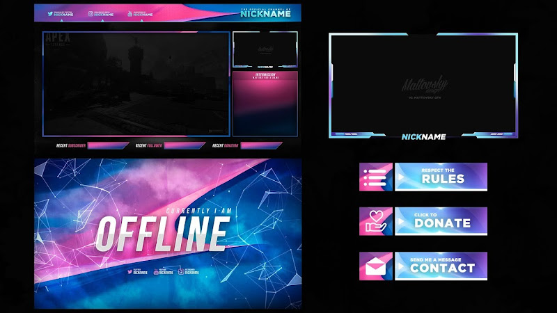 BLUE AND PINK STREAM OVERLAY TEMPLATE FREE DOWNLOAD