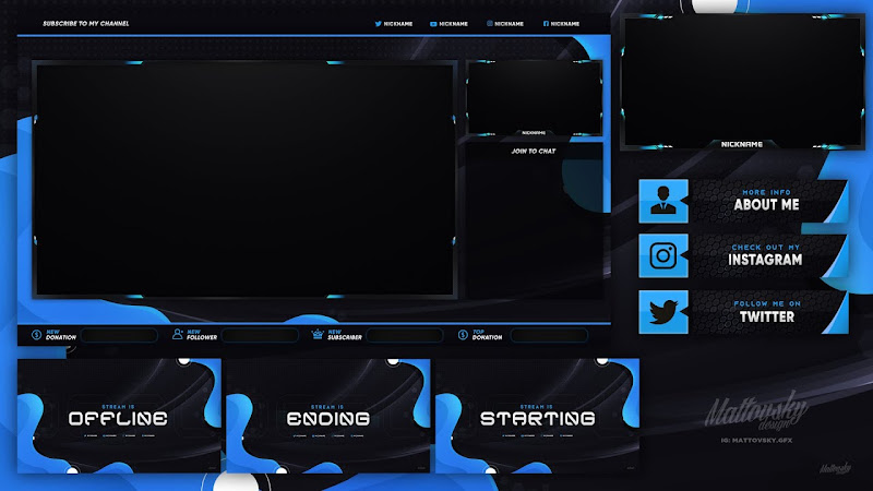 DARK BLUE FREE STREAM OVERLAY TEMPLATE FREE DOWNLOAD