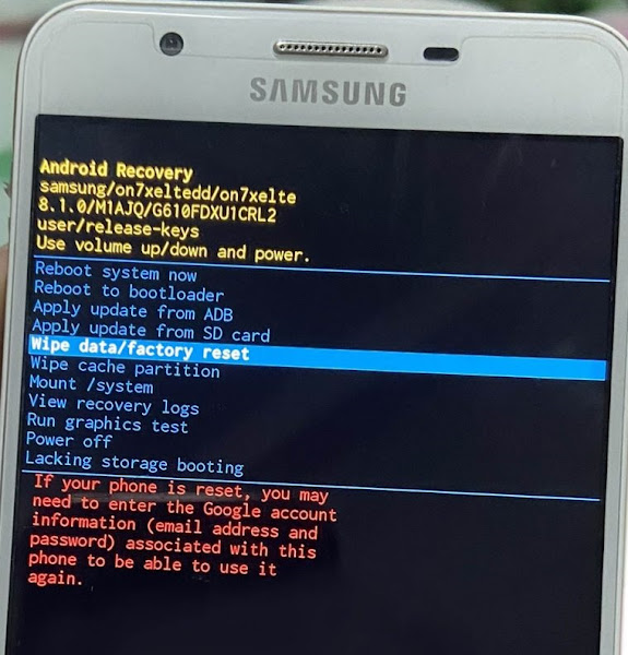Cách Hard Reset Samsung Galaxy J7 Prime
