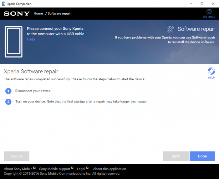 Hướng dẫn chạy lại phần mềm cho Sony Xperia bằng Xperia Companion